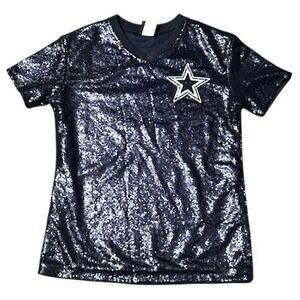 NFL Dallas Cowboys Micah Parsons 11 Sequin Jersey Girls XL 16 Navy Blue Star